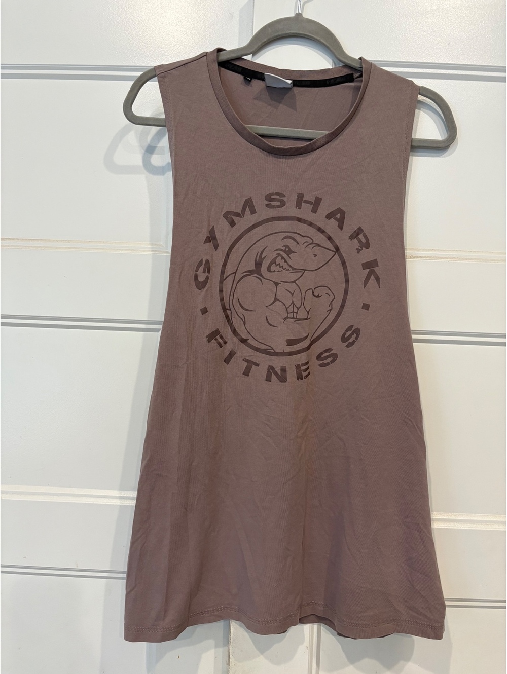 Gymshark OG Fitness Muscle Shark Tank Top XL Brown Drop Arm Legacy Graphic